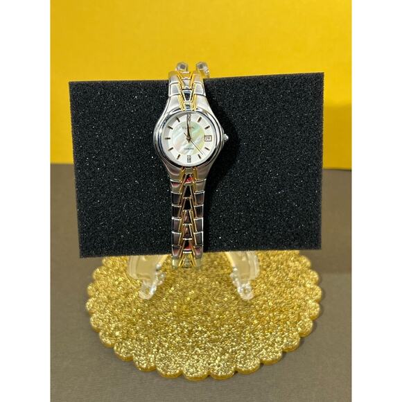 Elgin Women\'s 25mm Silver Gold Two Tone Diamond & MOP Dial main image 6